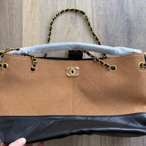 New Black/Tan Suede Purse with Straps